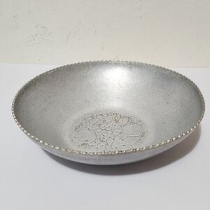 Hand Forged Metal 9” Serving Bowl Etched Fruit Engraving C03-0197